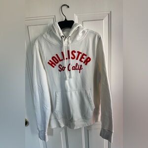 Hollister White Crewneck Sweater with Red Logo